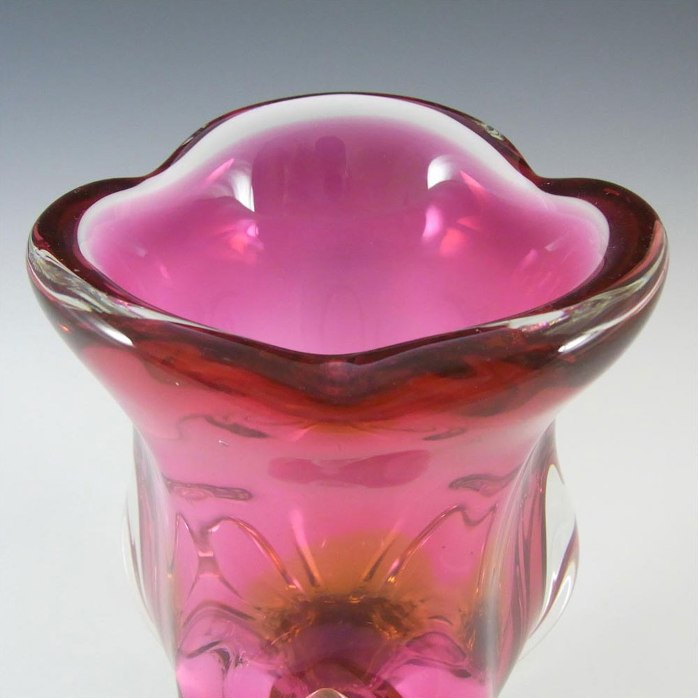 (image for) Chřibská #240/1/20 Czech Pink & Orange Glass Vase - Click Image to Close