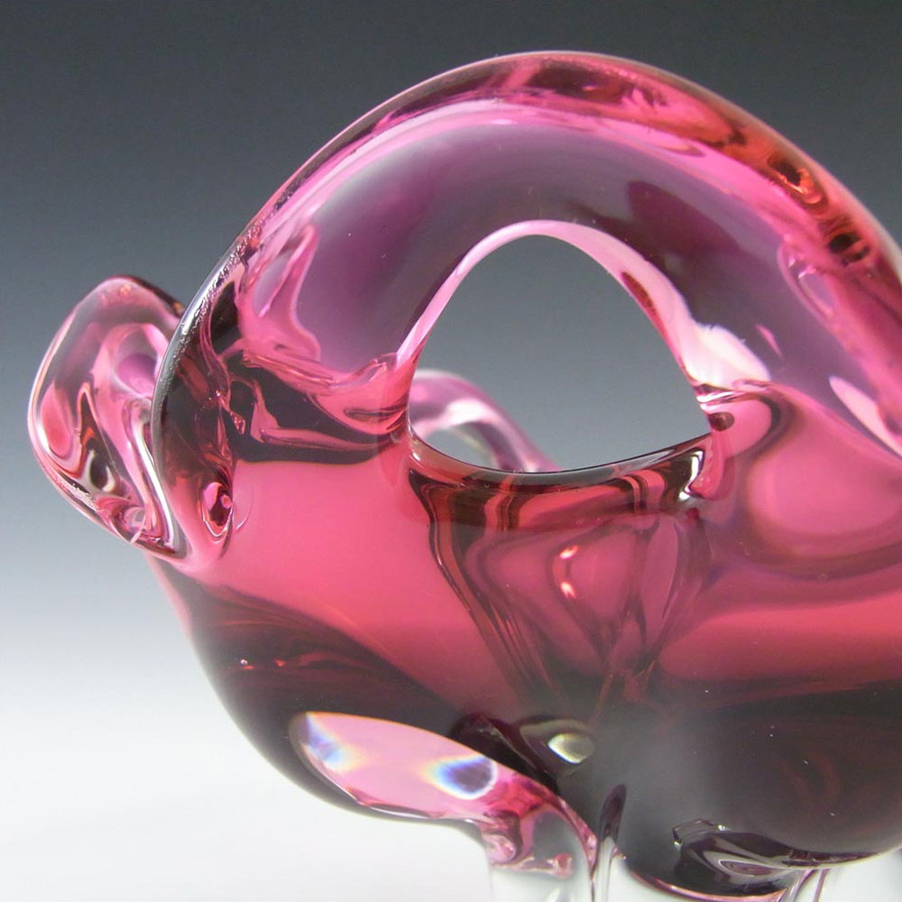 (image for) Chřibská #422/4/18 Czech Pink & Clear Glass Bowl - Click Image to Close