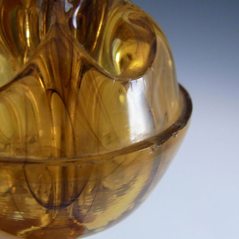 (image for) Davidson #248D Art Deco Amber Cloud Glass Flower Bowl - Click Image to Close