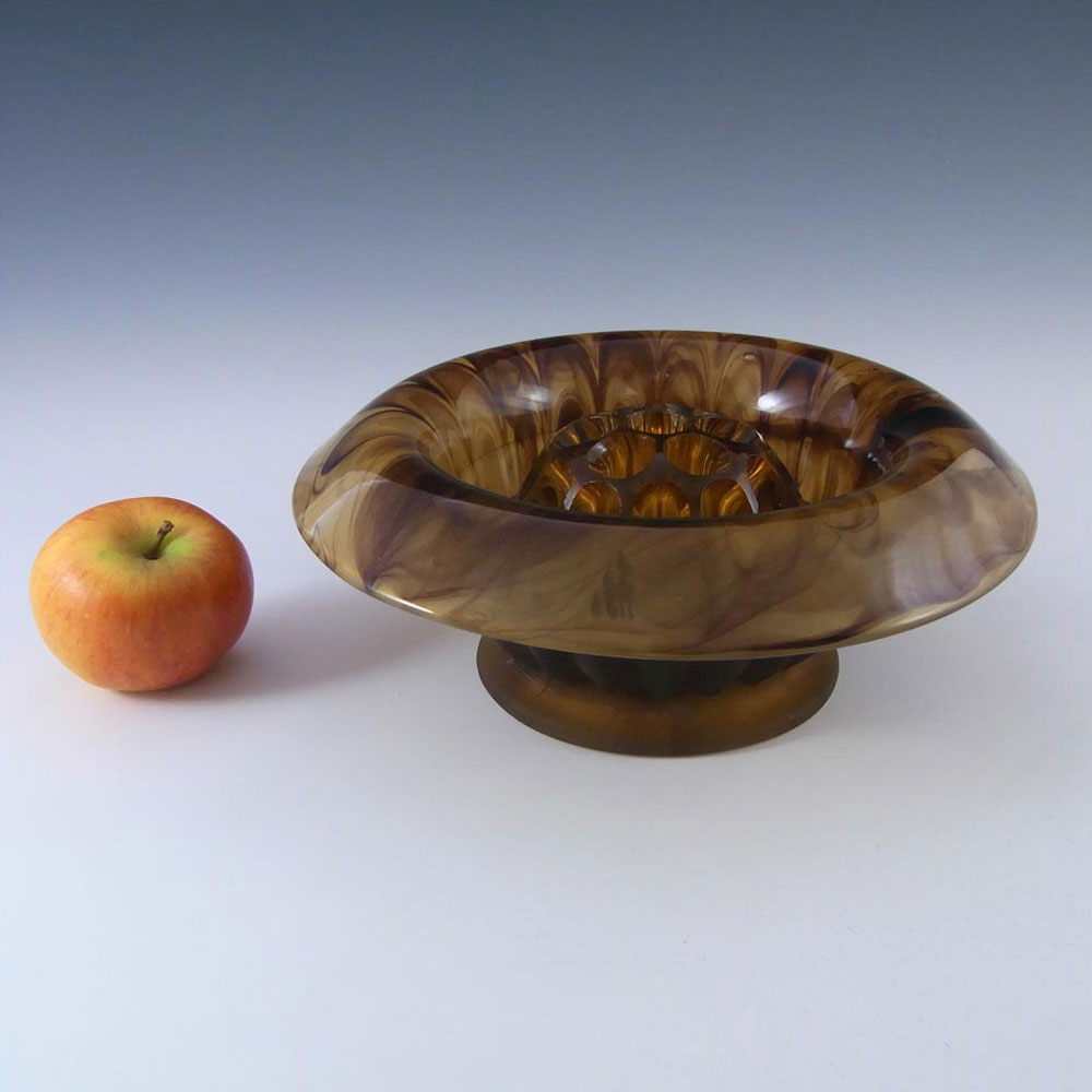 (image for) Davidson #1910BD Art Deco Amber Cloud Glass Flower Bowl Set - Click Image to Close