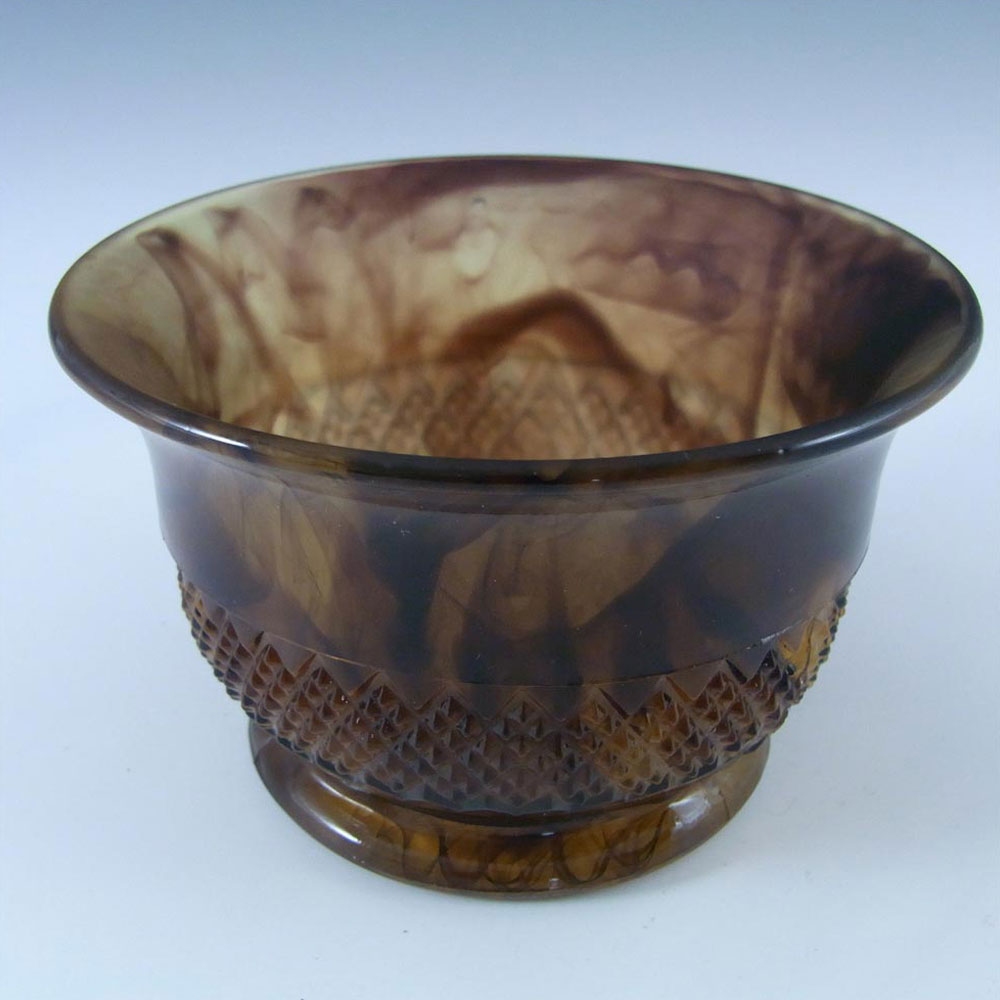 (image for) Davidson #1907T British Art Deco Amber Cloud Glass Bowl - Click Image to Close