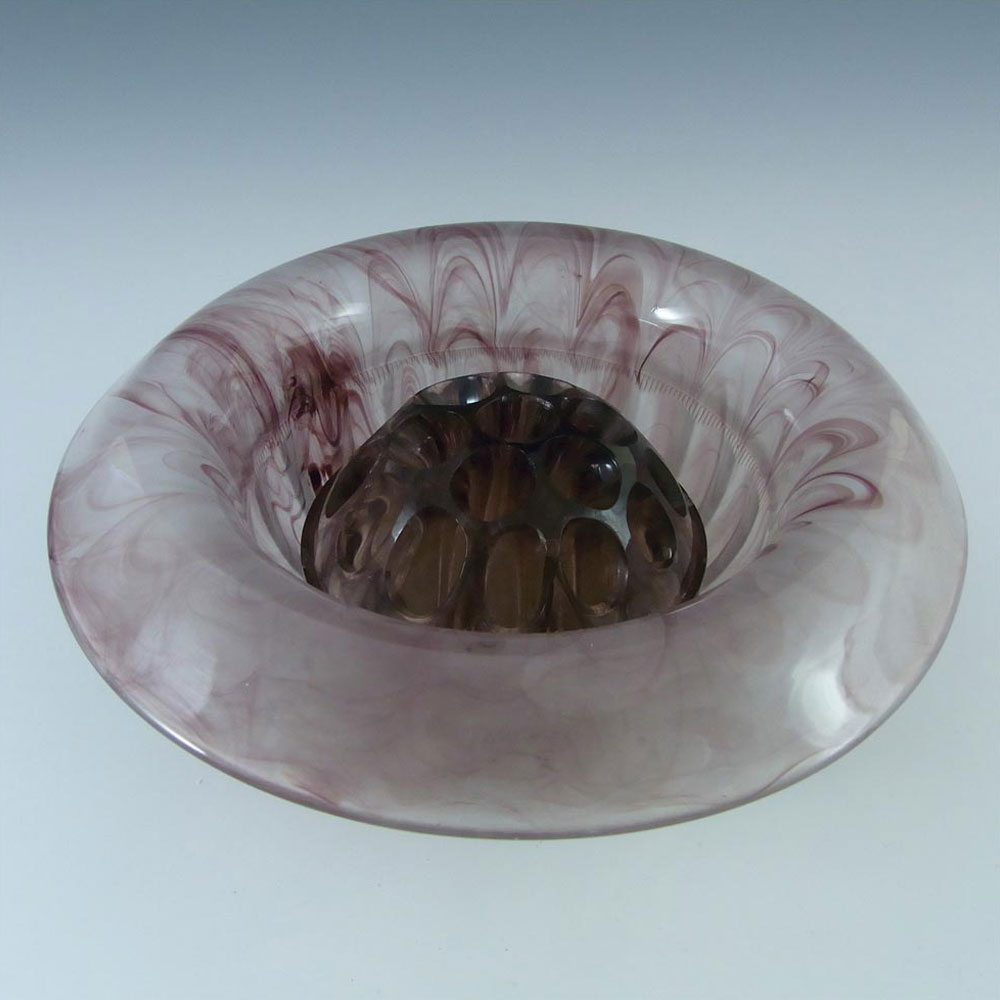 Davidson #1910BD Art Deco Purple Cloud Glass Flower Bowl Set - Click Image to Close