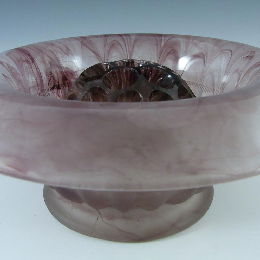 Davidson #1910BD Art Deco Purple Cloud Glass Flower Bowl Set - Click Image to Close
