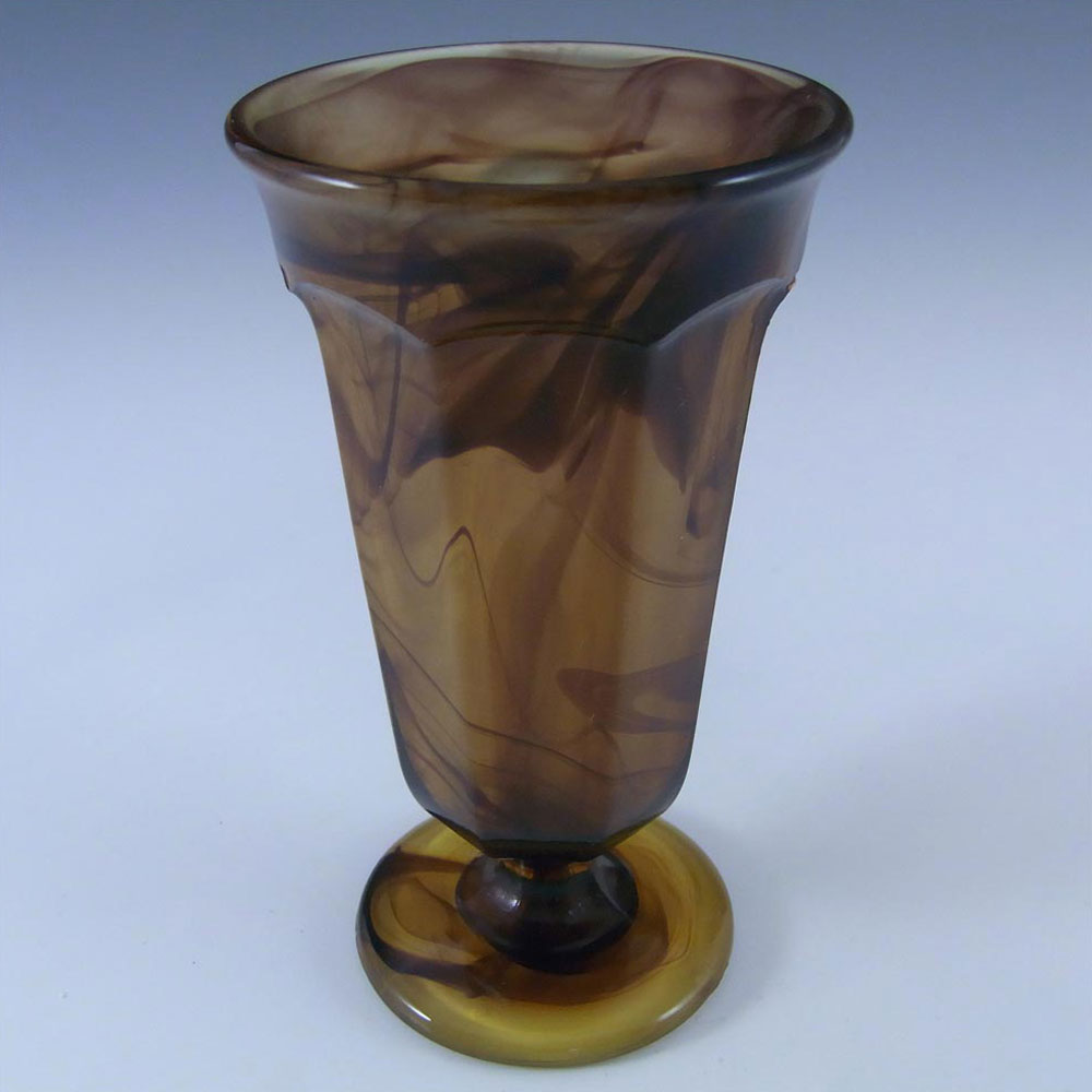 (image for) Davidson #1 British Art Deco Amber Cloud Glass Vase - Click Image to Close