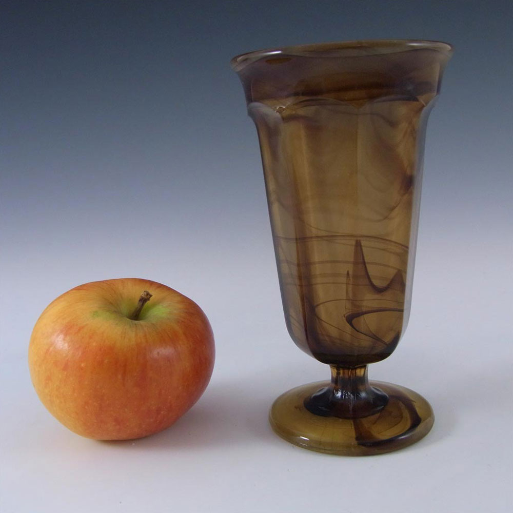 Davidson #1 British Art Deco Amber Cloud Glass Vase - Click Image to Close