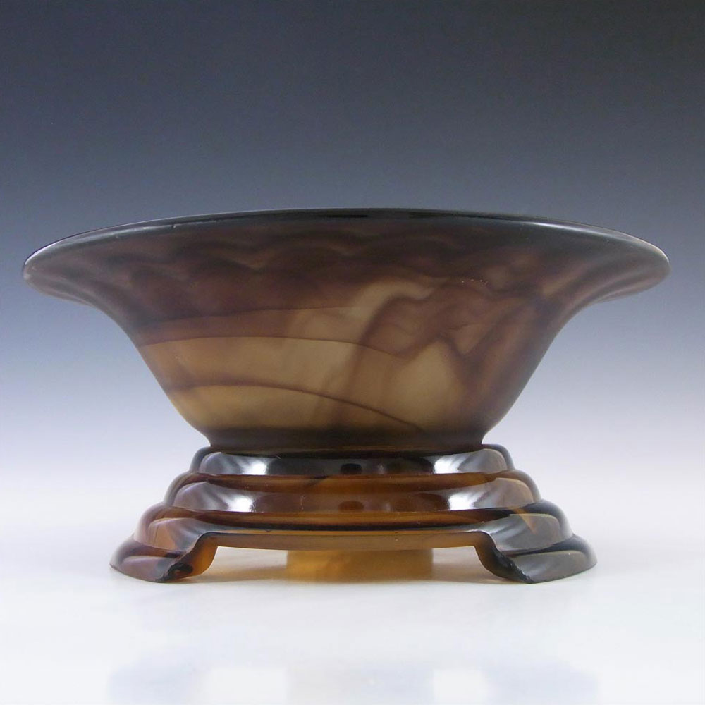 Davidson #732F British Art Deco Amber Cloud Glass Bowl - Click Image to Close