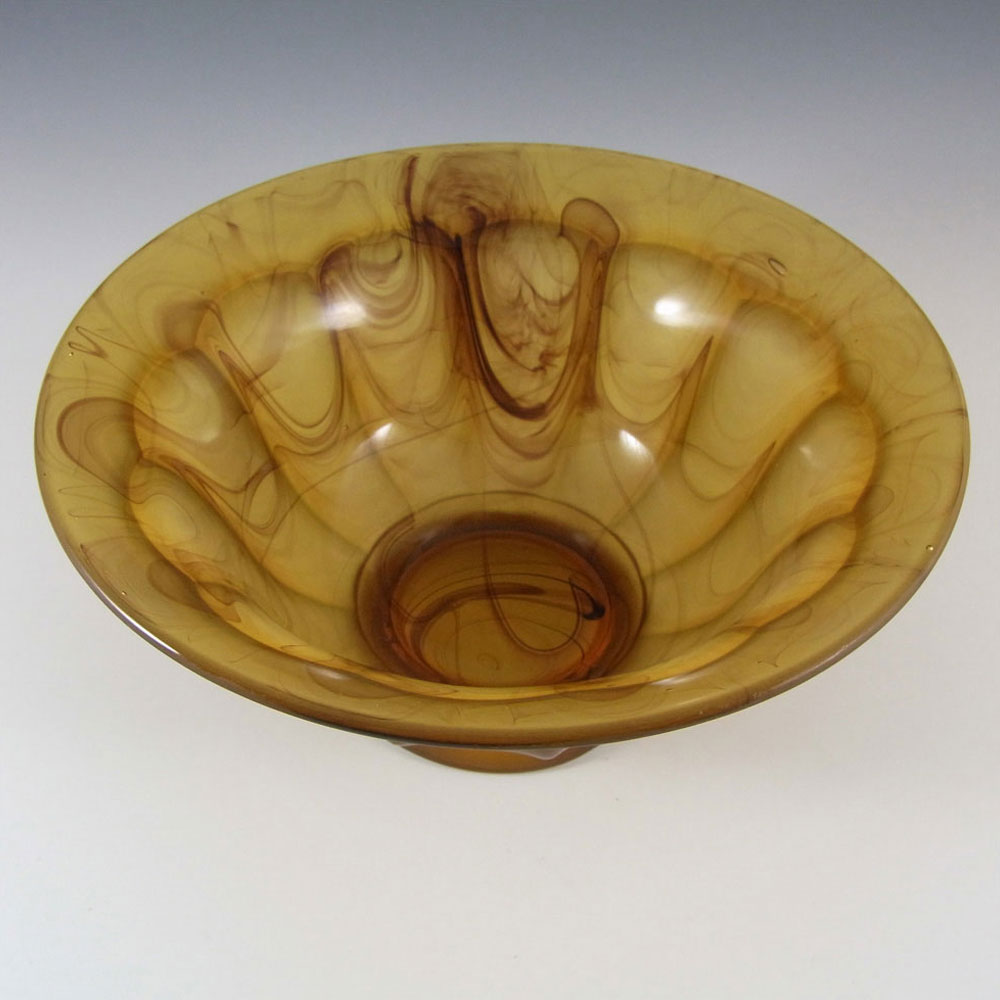 Davidson #S696F Art Deco Amber Cloud Glass Bowl - Click Image to Close