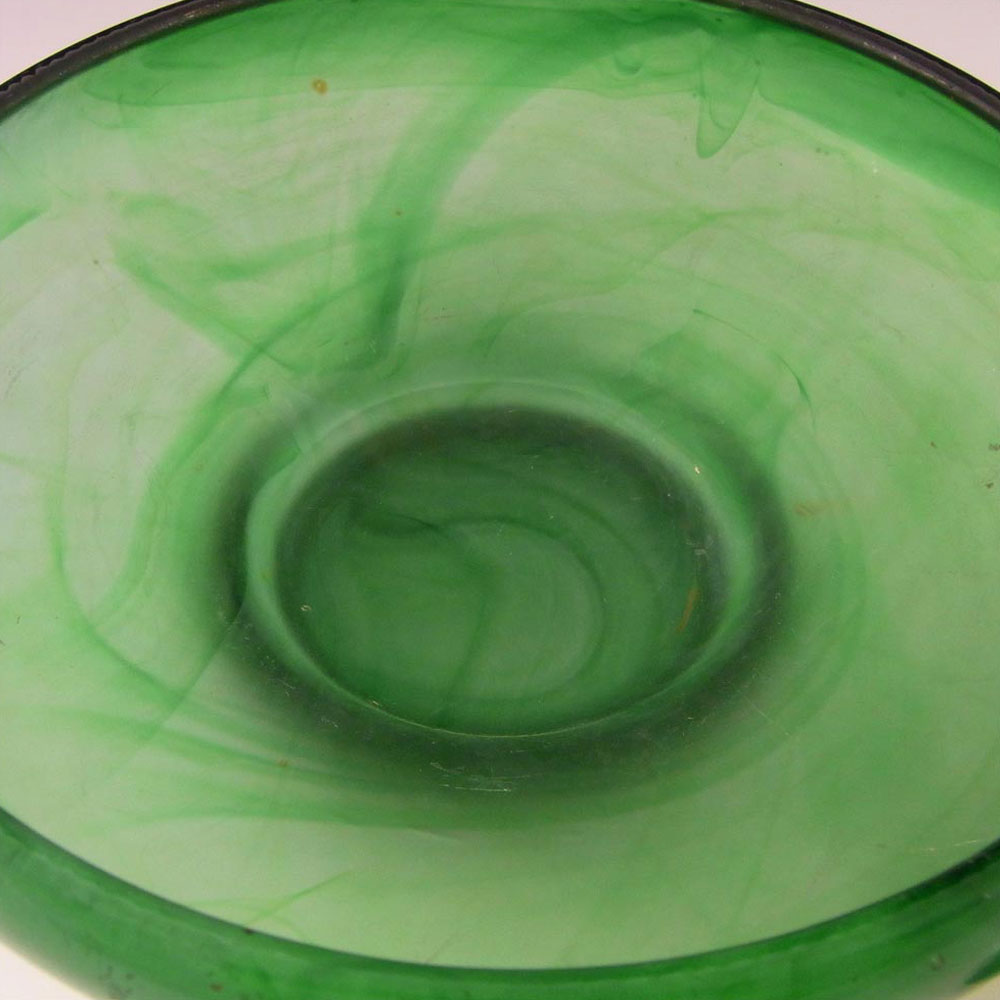 (image for) Davidson #21 Large Art Deco Green Cloud Glass Bowl - Click Image to Close