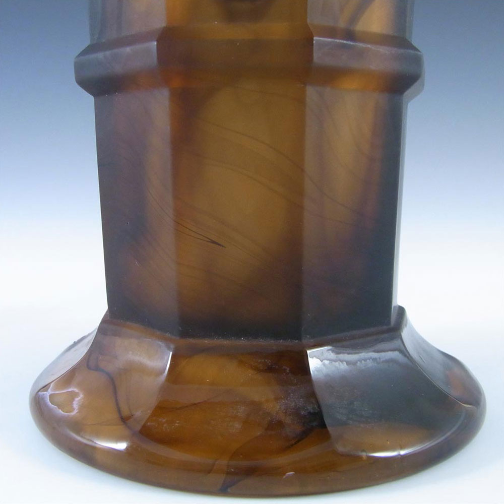Davidson #279D Art Deco 8.25" Amber Cloud Glass Vase - Click Image to Close