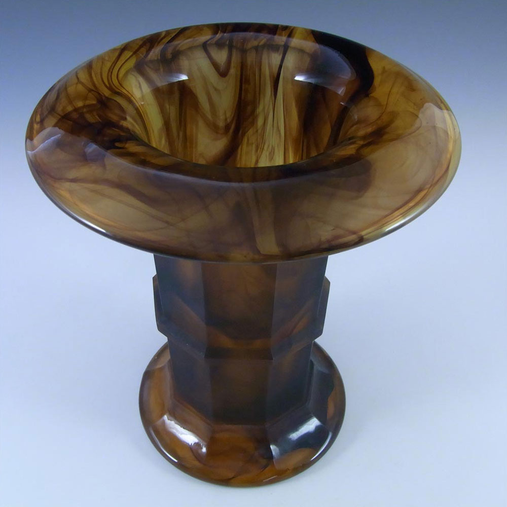 (image for) Davidson #279D Art Deco 8.25" Amber Cloud Glass Vase - Click Image to Close