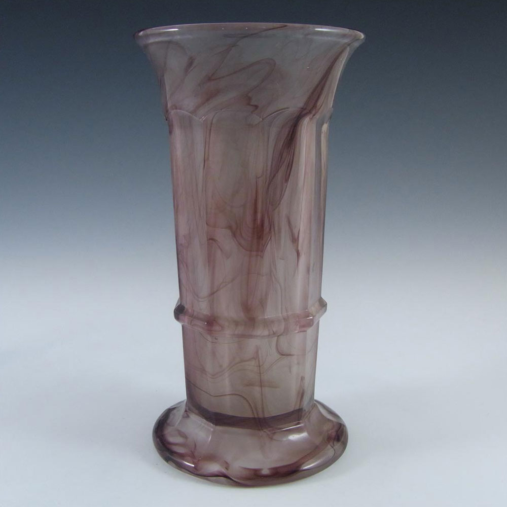Davidson #279 Art Deco 8" Purple Cloud Glass Vase - Click Image to Close