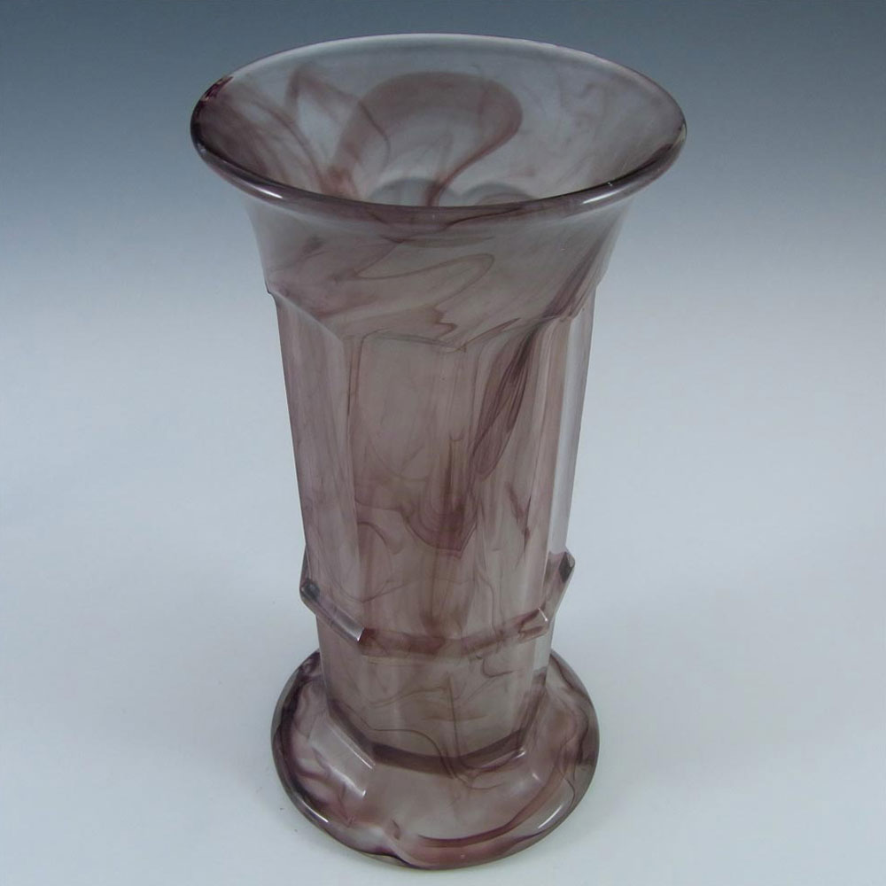 Davidson #279 Art Deco 8" Purple Cloud Glass Vase - Click Image to Close