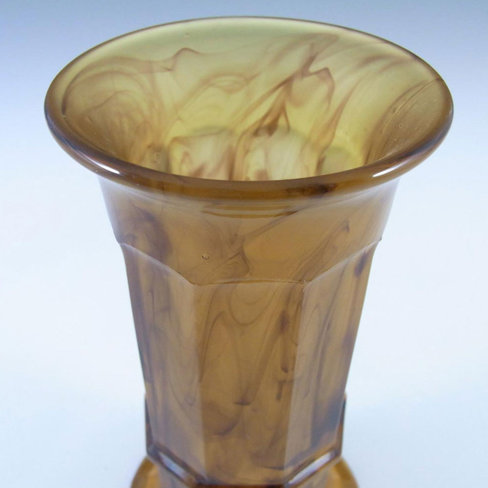 Davidson #279 Art Deco 6" Amber Cloud Glass Vase - Click Image to Close