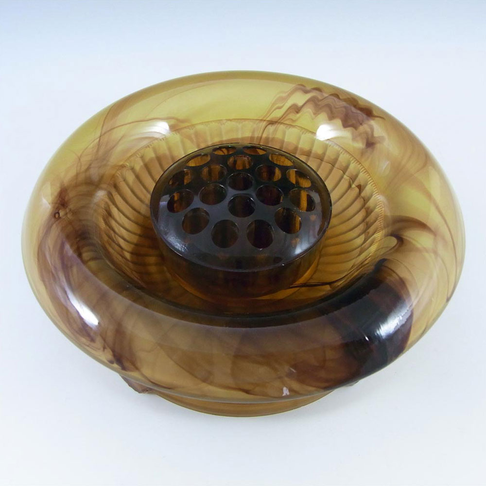 (image for) Davidson #1910SD British Art Deco Amber Cloud Glass Bowl - Click Image to Close