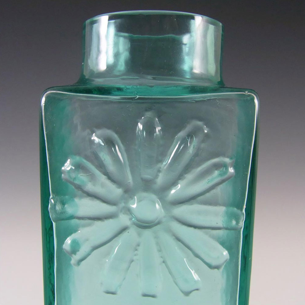 Dartington #FT59 Frank Thrower Turquoise Glass Daisy Vase - Click Image to Close