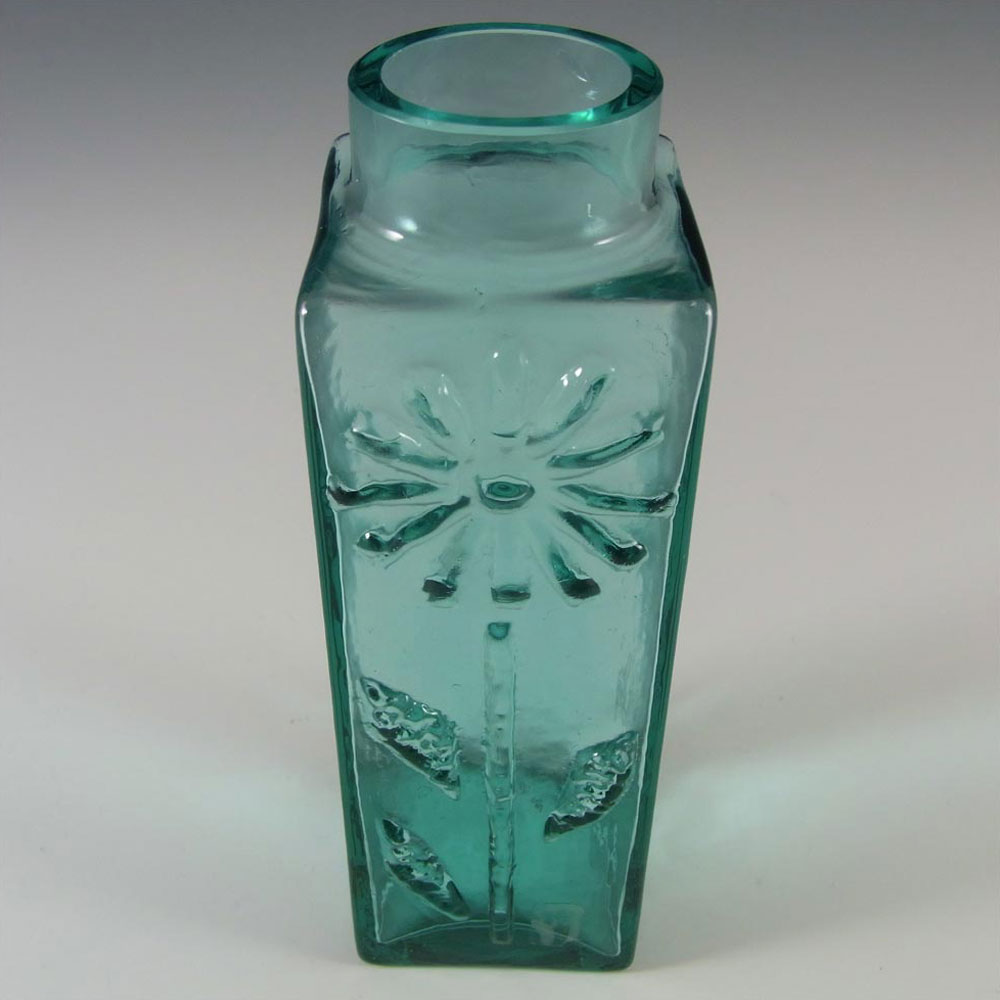 Dartington #FT59 Frank Thrower Turquoise Glass Daisy Vase - Click Image to Close