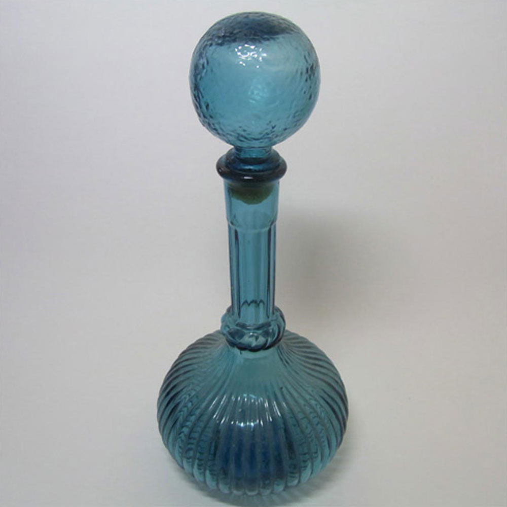 Empoli Italian Blue Glass Decorative 'Genie' Bottle - Marked - Click Image to Close