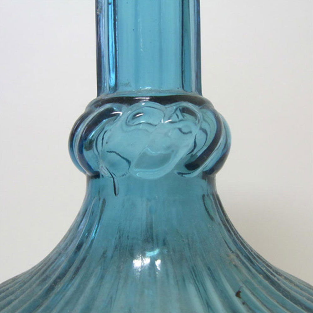 Empoli Italian Blue Glass Decorative 'Genie' Bottle - Marked - Click Image to Close