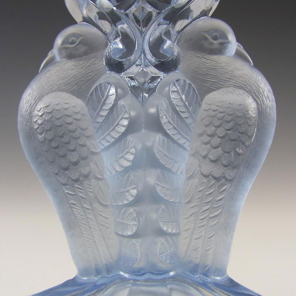 (image for) Libochovice? Czech Art Deco Blue Glass Birds Candlestick - Click Image to Close