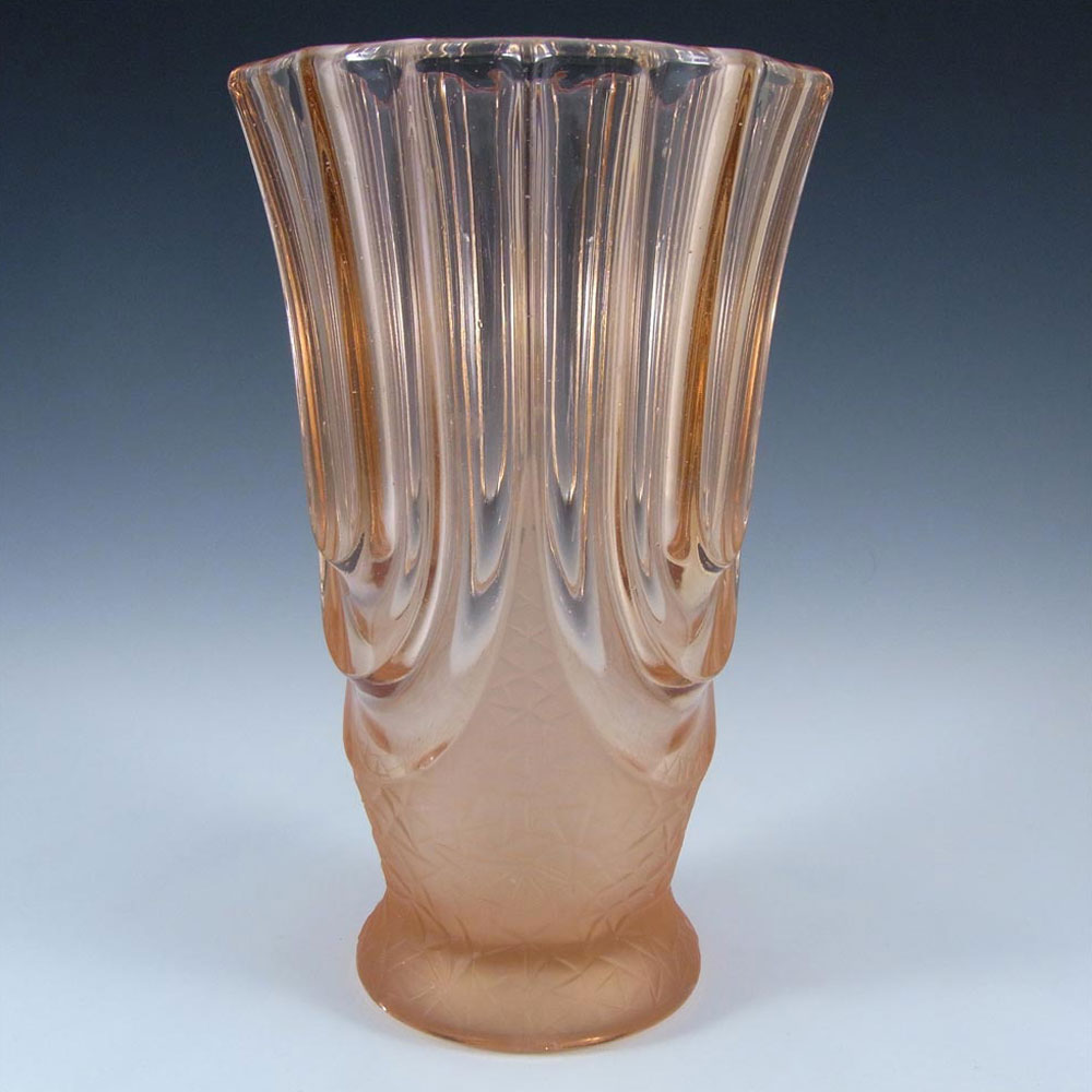 Walther & Söhne 1930's Art Deco Pink Glass 'Luxor' Vase - Click Image to Close
