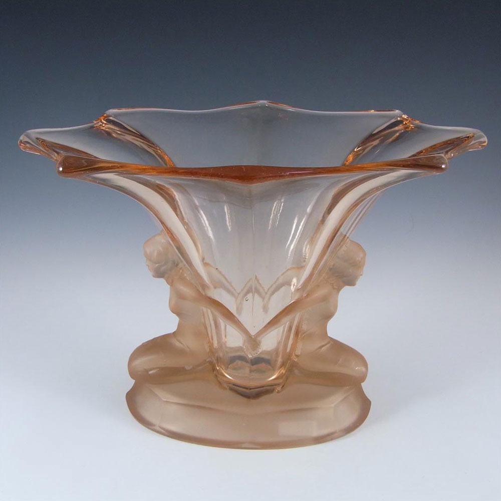 Walther & Söhne 1930's Art Deco Pink Glass 'Windsor' Vase - Click Image to Close