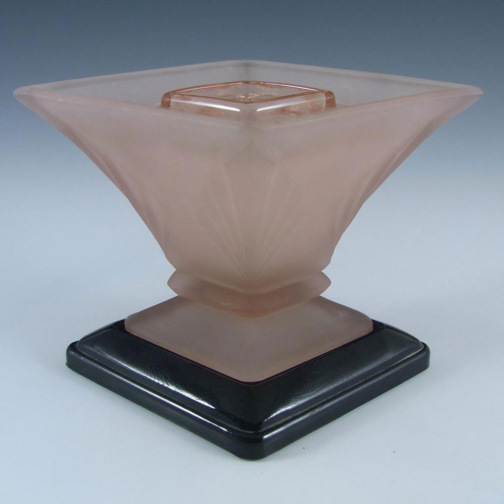 (image for) Bagley #3180 Art Deco Frosted Pink Glass 'Spinette' Vase - Click Image to Close