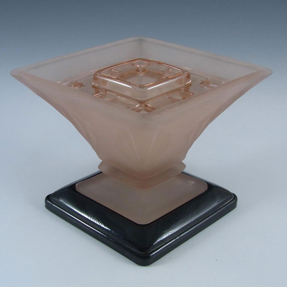 (image for) Bagley #3180 Art Deco Frosted Pink Glass 'Spinette' Vase - Click Image to Close