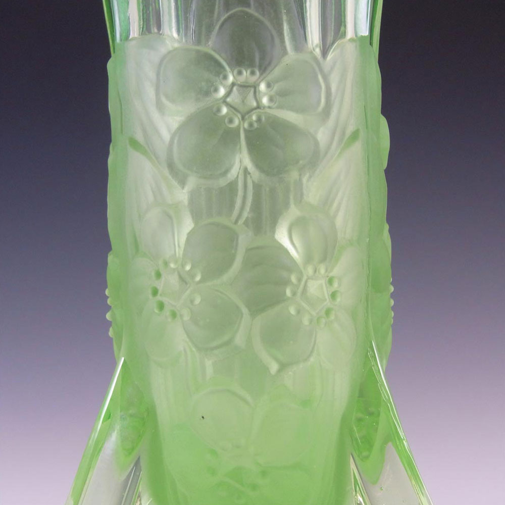 Jobling #11600 1930's Art Deco Uranium Glass 'Open Footed' Vase - Click Image to Close