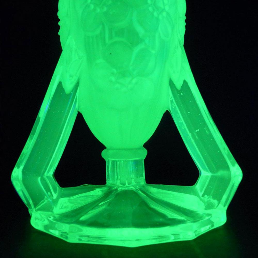 Jobling #11600 1930's Art Deco Uranium Glass 'Open Footed' Vase - Click Image to Close