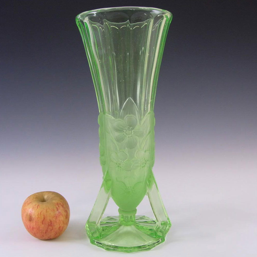 (image for) Jobling #11600 1930's Art Deco Uranium Glass 'Open Footed' Vase - Click Image to Close