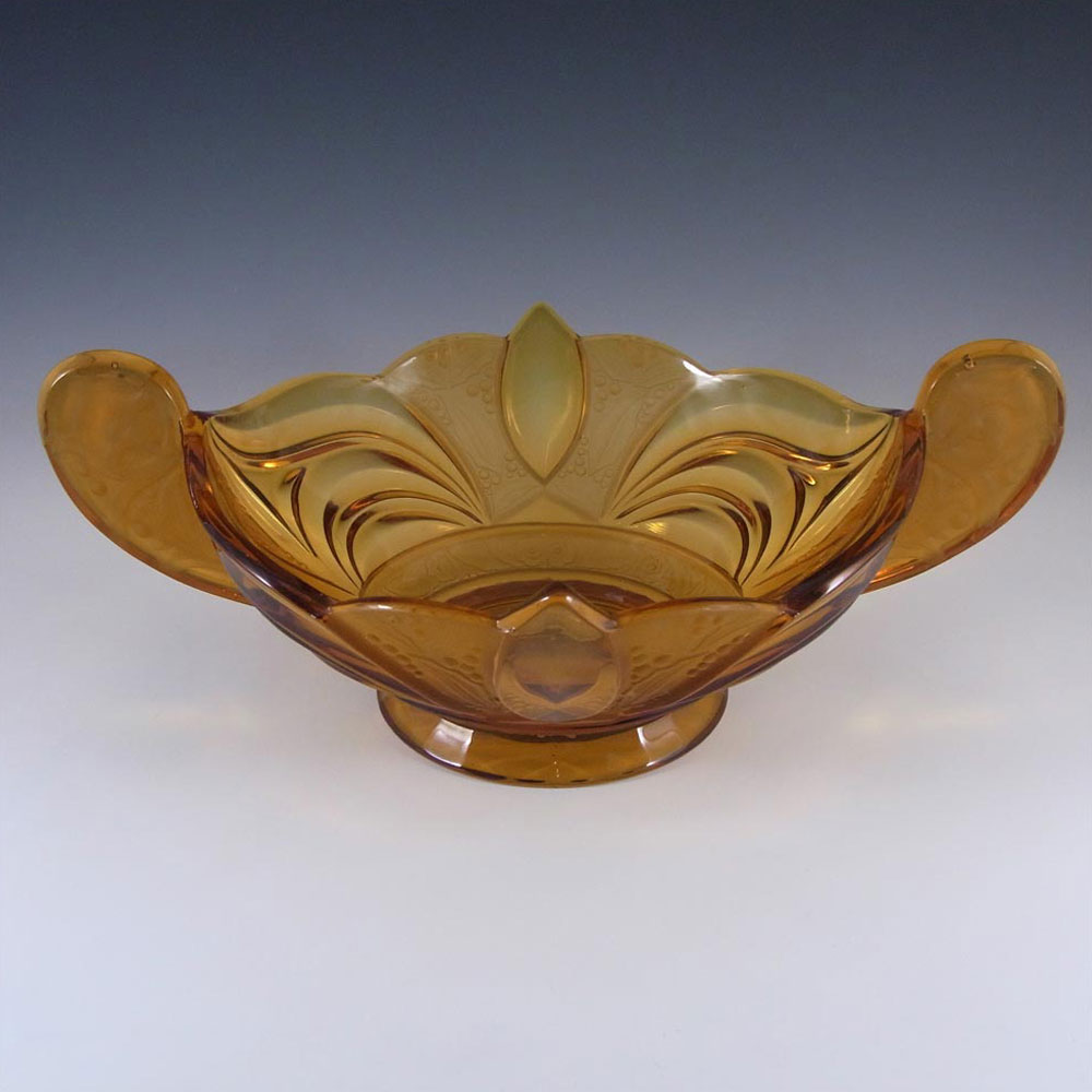 (image for) Brockwitz Large Art Deco Amber Glass Centerpiece Bowl - Click Image to Close