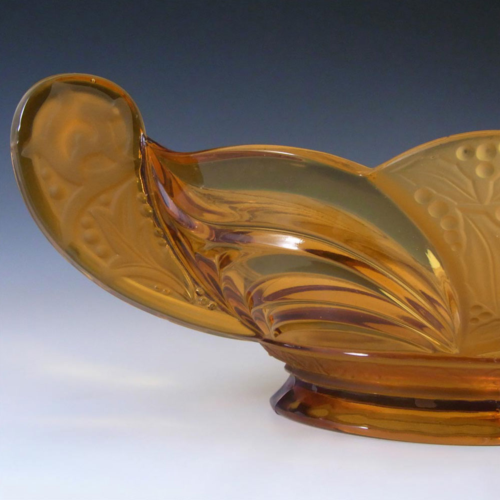 Brockwitz Large Art Deco Amber Glass Centerpiece Bowl - Click Image to Close