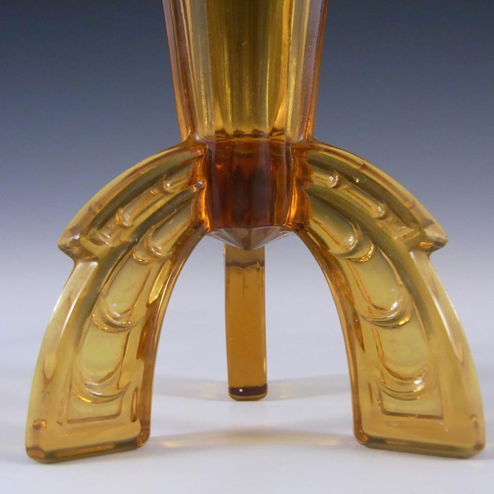 Stunning 1930's Czech Art Deco Amber Glass Rocket Vase - Click Image to Close
