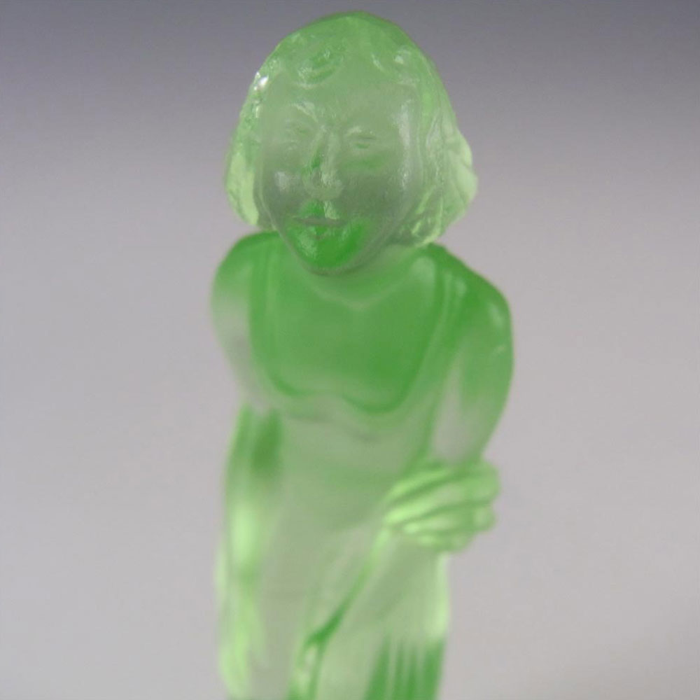 (image for) Müller & Co 'September Morn' Art Deco Uranium Glass Lady Figurine - Click Image to Close