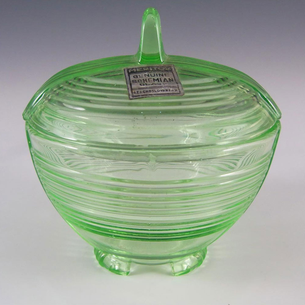 (image for) Czech Art Deco Uranium Glass Trinket Bowl - Labelled - Click Image to Close