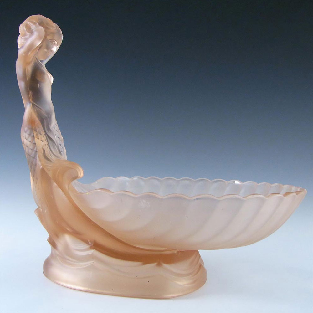 (image for) Walther & Söhne Art Deco Pink Glass 'Muschel' Centerpiece Bowl - Click Image to Close