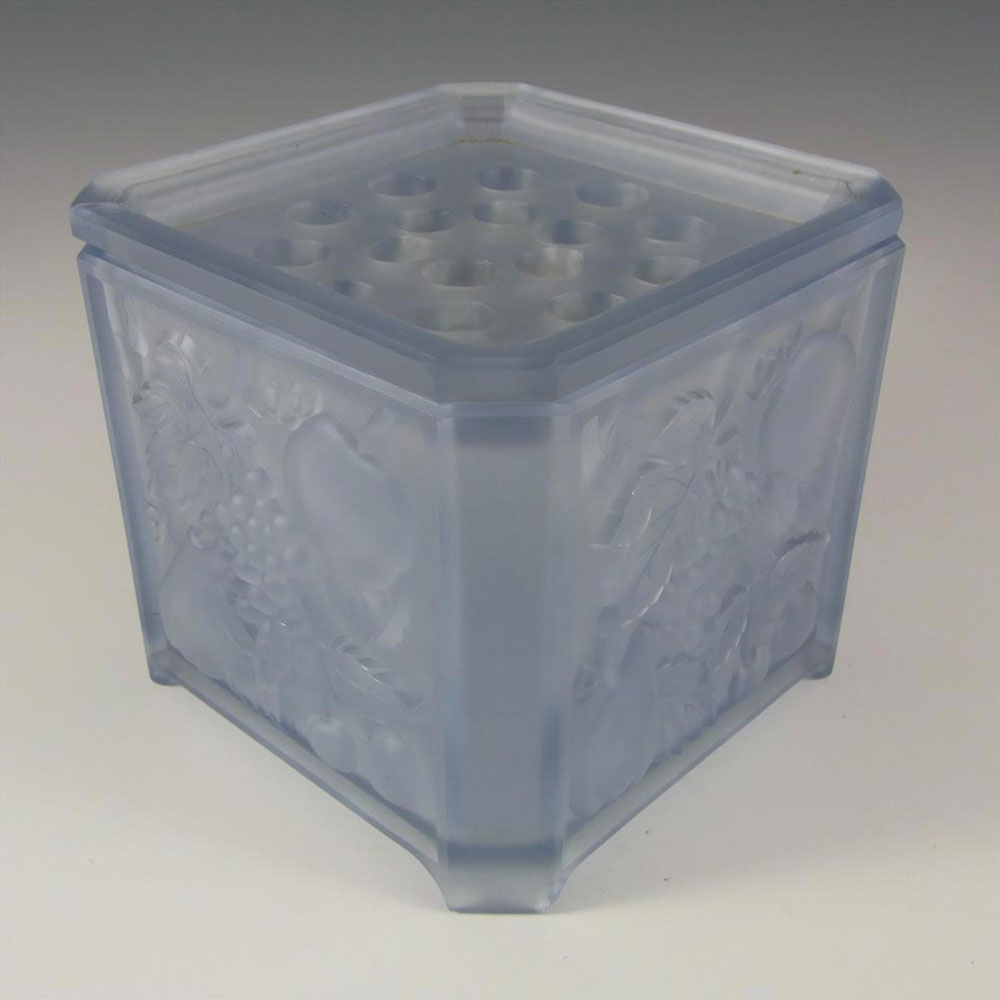 (image for) Art Deco Blue Glass Flower Bowl / Vase - Fruit Decoration - Click Image to Close