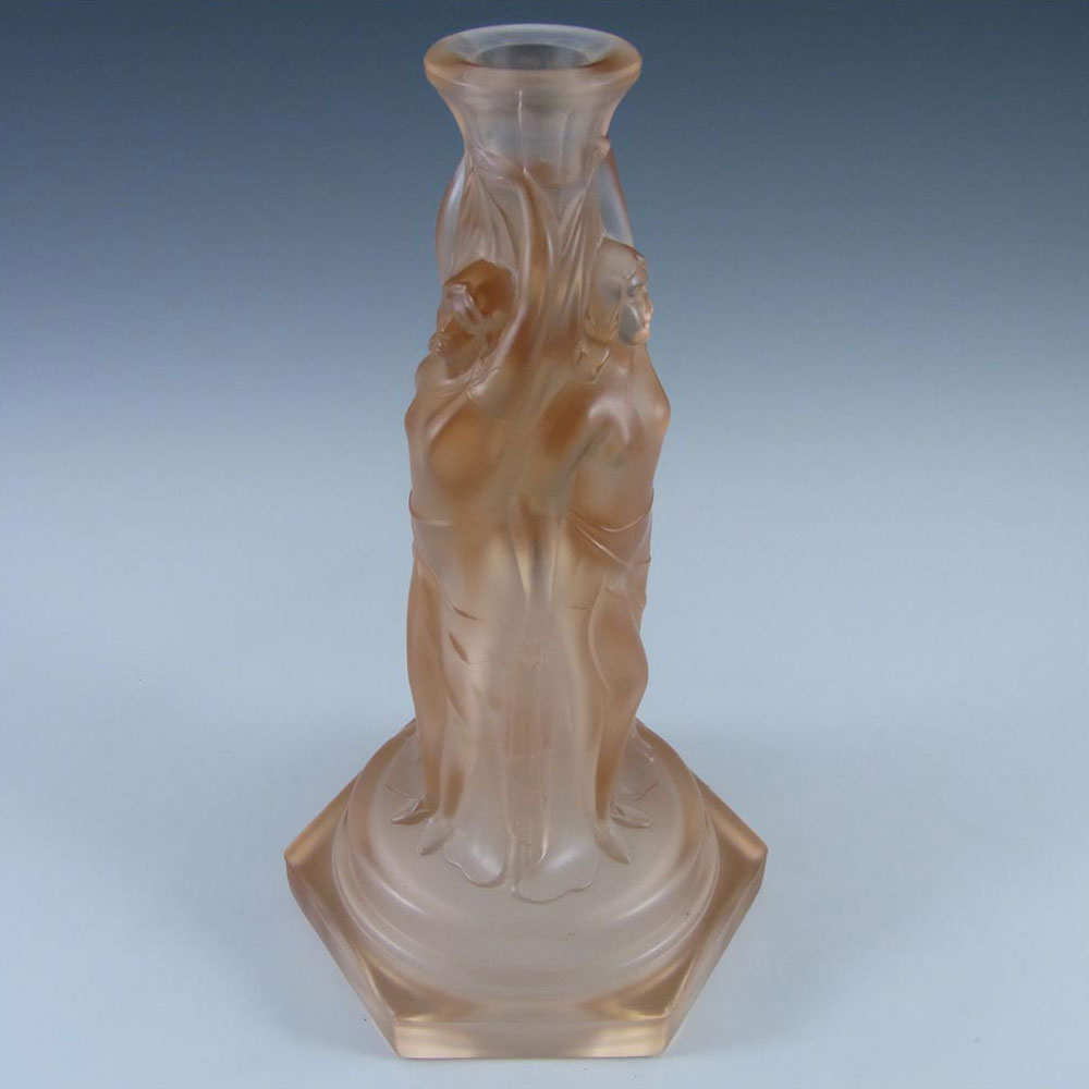 (image for) Walther & Söhne Art Deco Glass Three Graces Candlestick - Click Image to Close