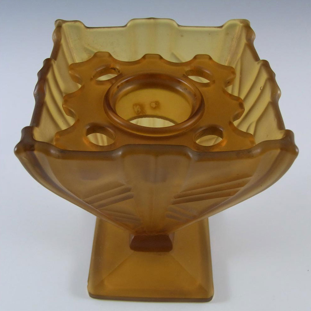 Art Deco 1930's Frosted Amber Glass Vase - Click Image to Close