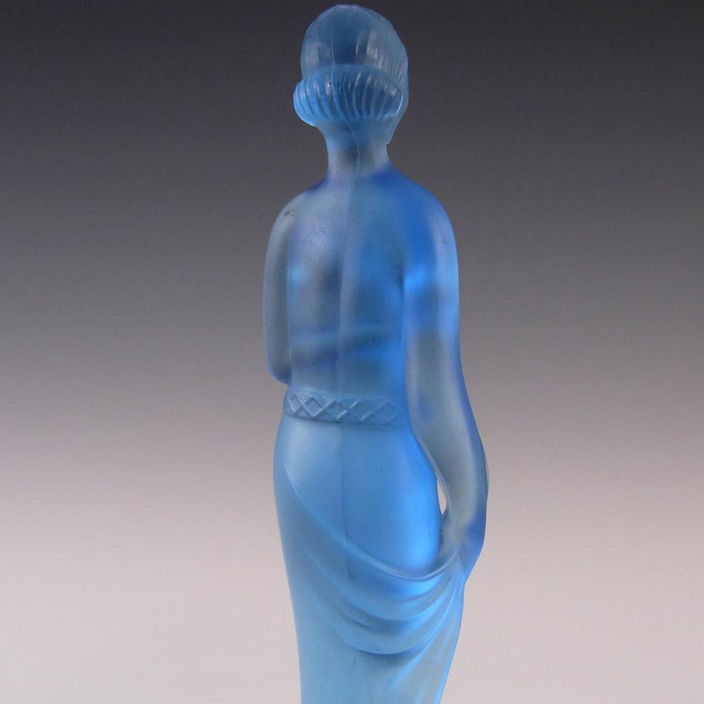 (image for) Müller & Co Art Deco Frosted Blue Glass Nude Lady Figurine - Click Image to Close