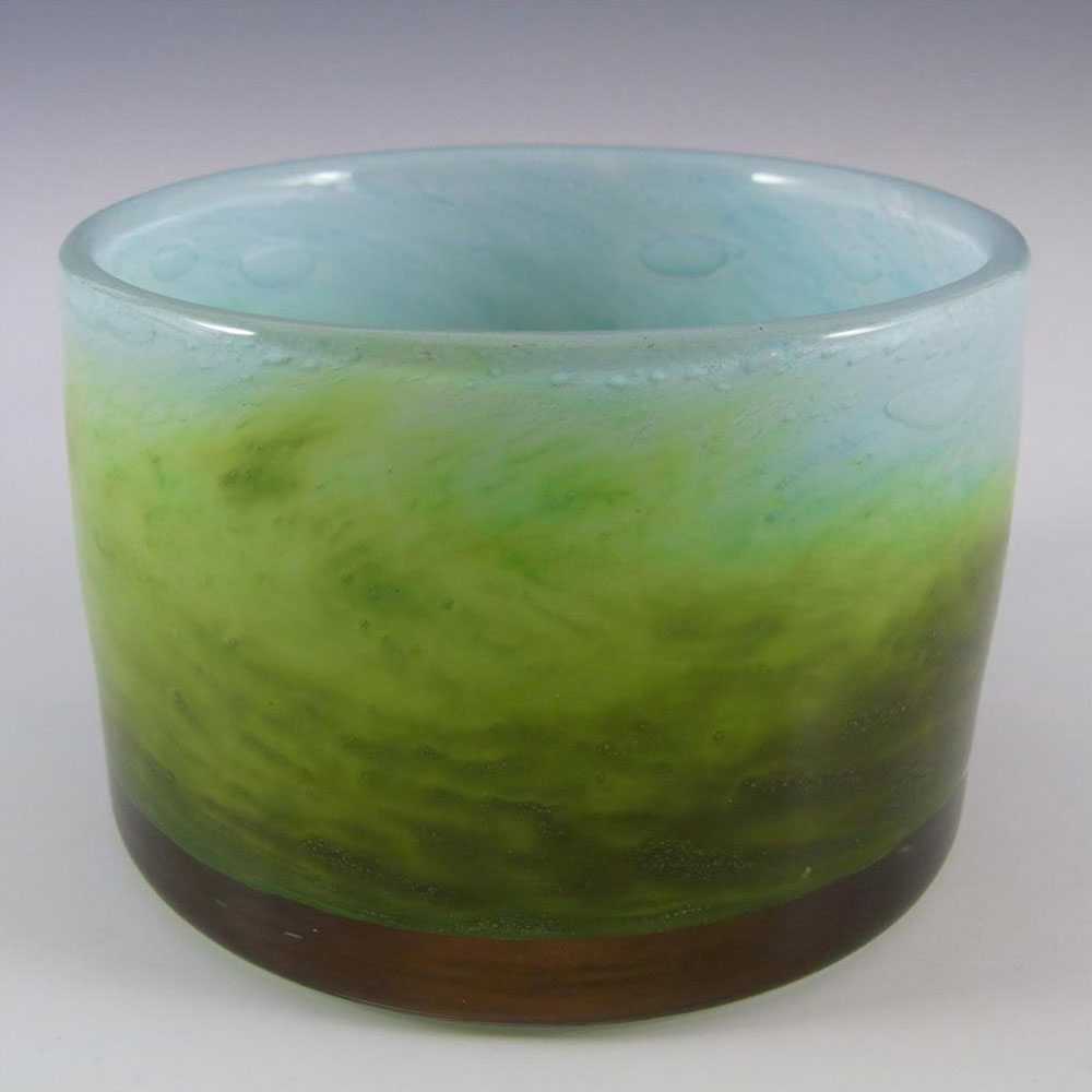 (image for) Ekenas Blue + Green Glass Vase - Signed John-Orwar Lake - Click Image to Close