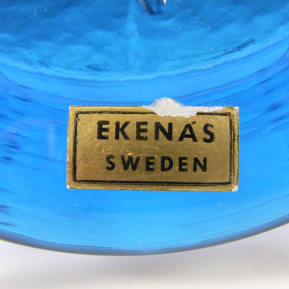(image for) Ekenas Swedish Blue Glass Zodiac 'Libra' Suncatcher - Label - Click Image to Close