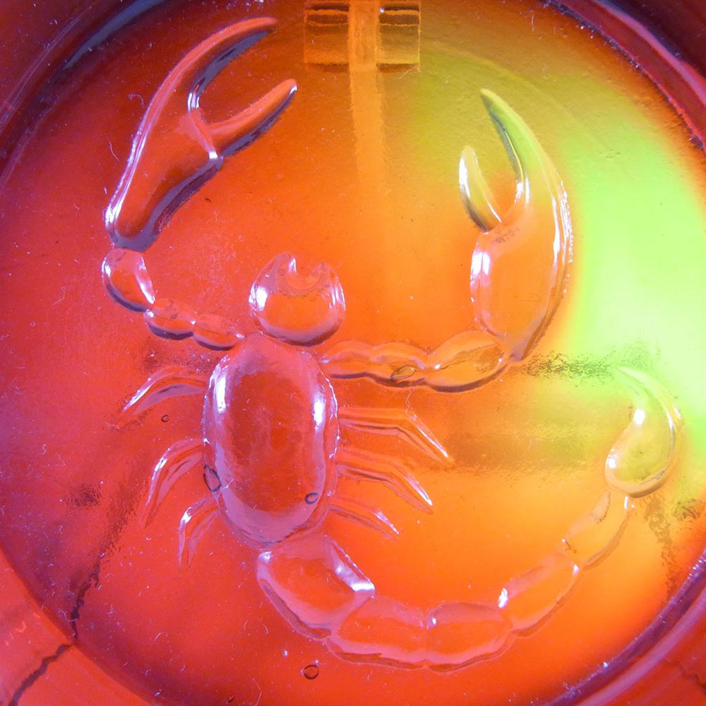 (image for) Ekenas Swedish Orange Glass Zodiac 'Scorpio' Suncatcher - Click Image to Close