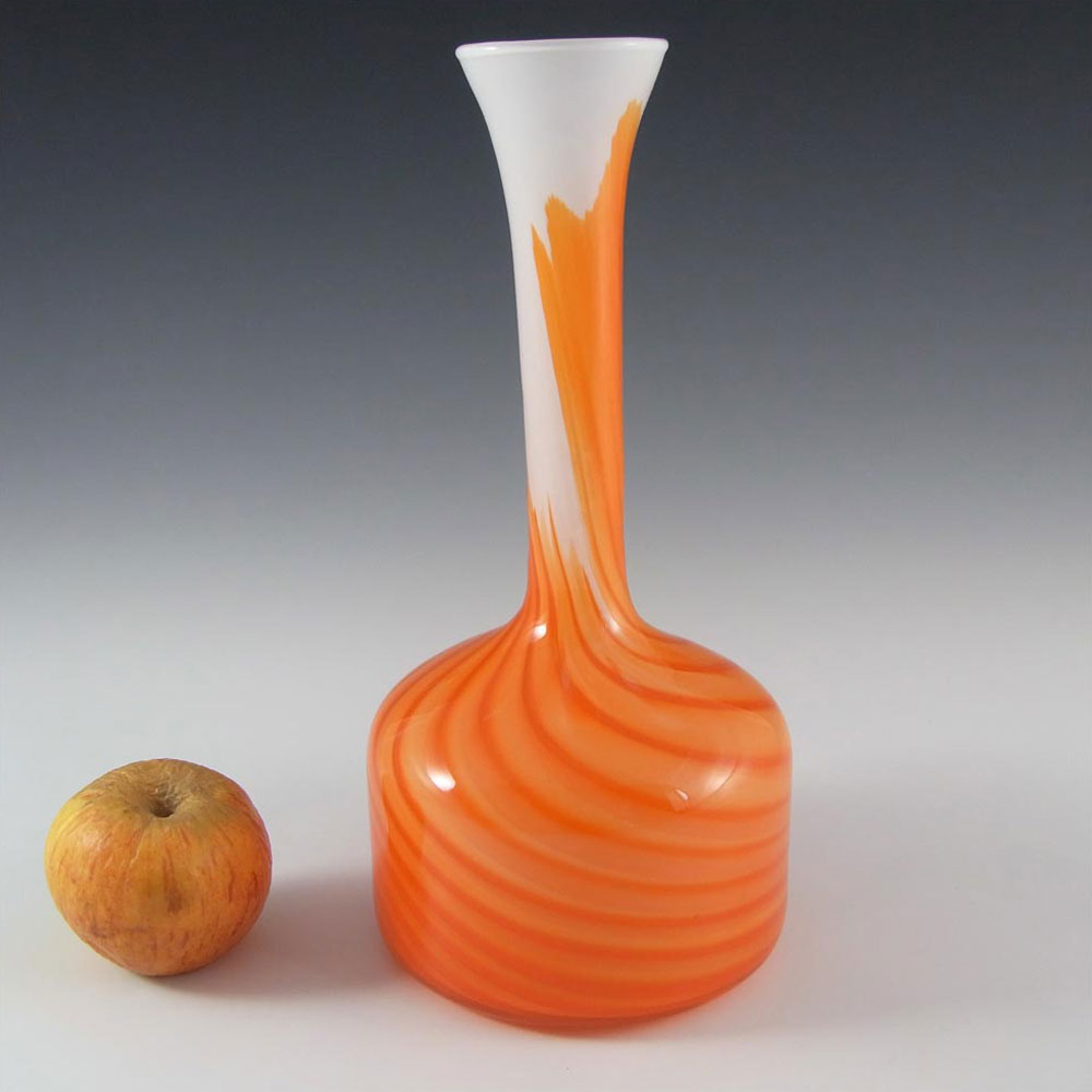 (image for) Vetreria Artigiana Sanminiatello Empoli Orange & White Glass Vase - Click Image to Close