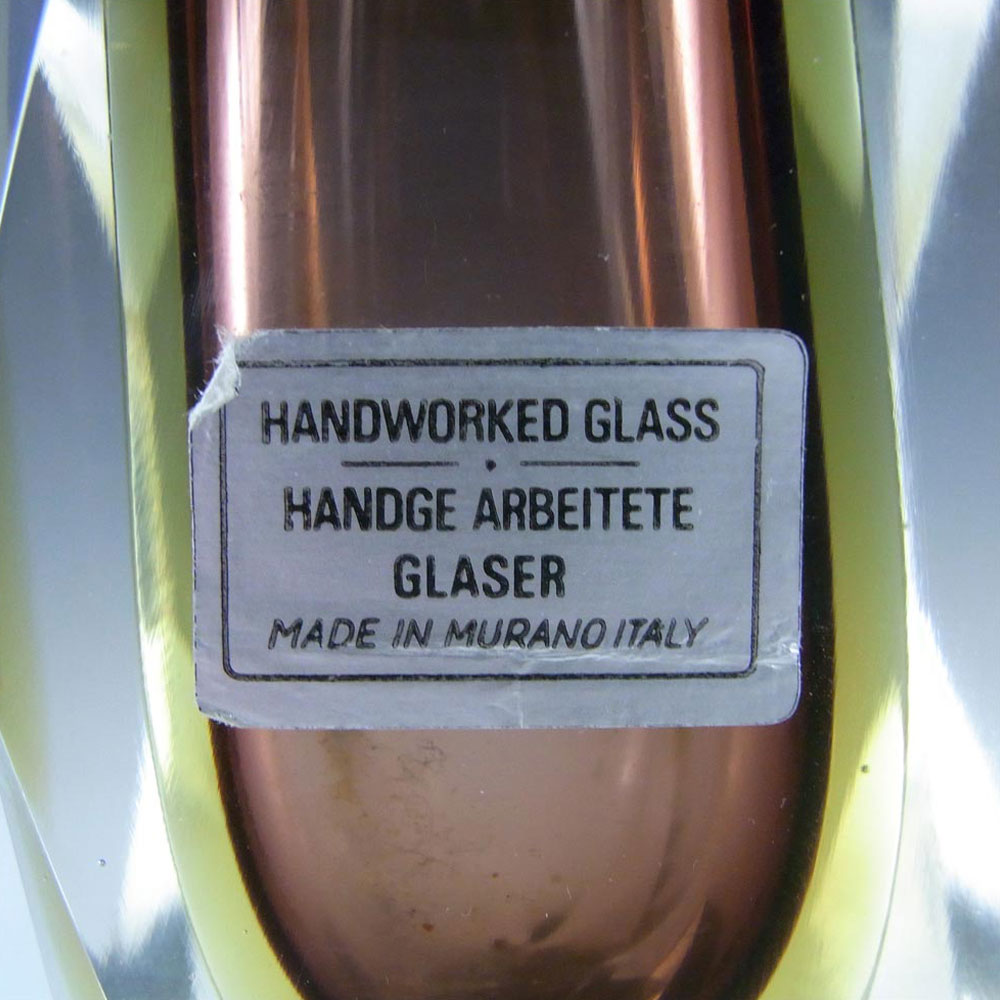 (image for) Murano/Venetian Faceted Amber Sommerso Glass Vase - Label - Click Image to Close