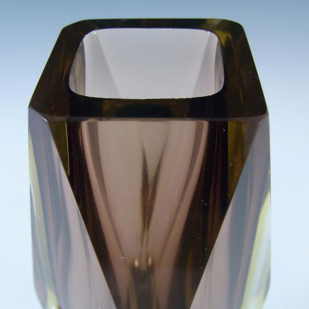 (image for) Murano/Venetian Faceted Amber Sommerso Glass Vase - Label - Click Image to Close