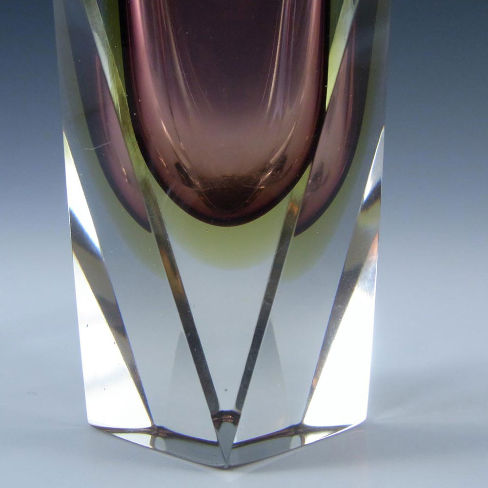 (image for) Murano 8" Faceted Purple & Amber Sommerso Glass Vase - Click Image to Close