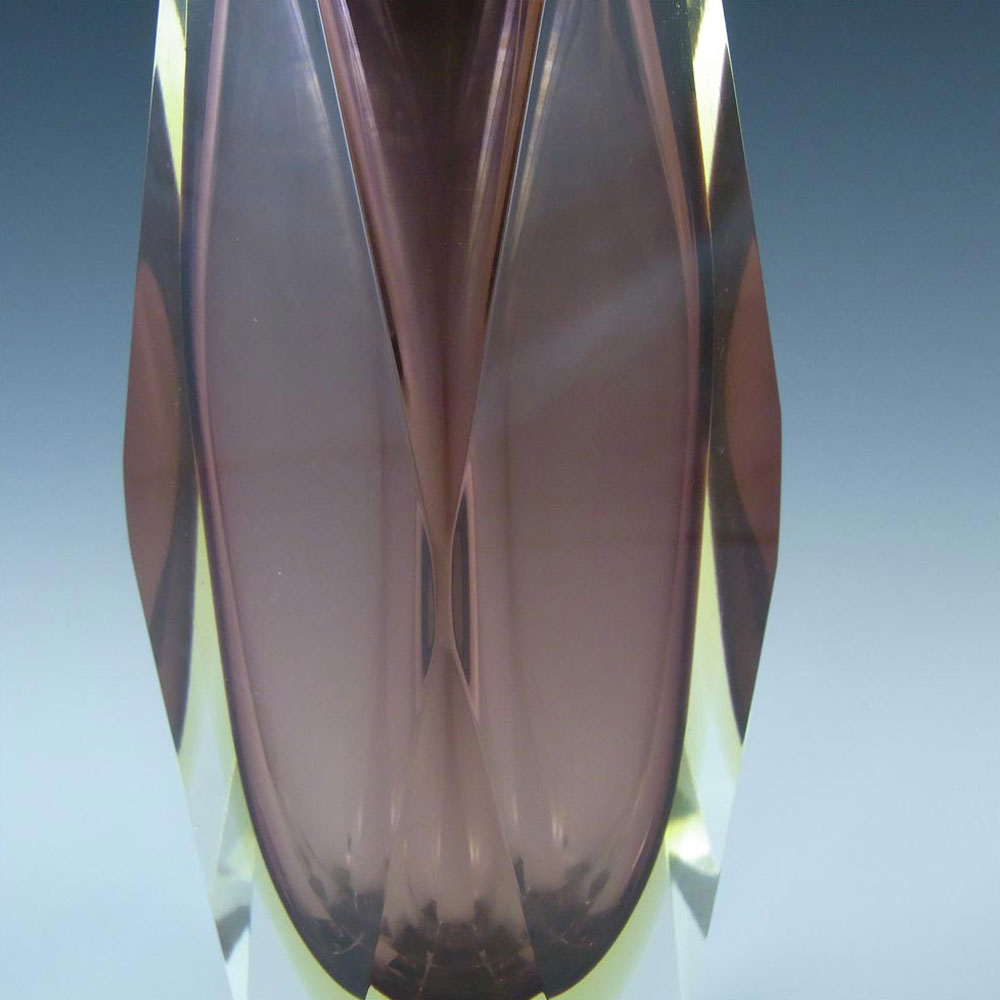 (image for) Murano 8" Faceted Purple & Amber Sommerso Glass Vase - Click Image to Close
