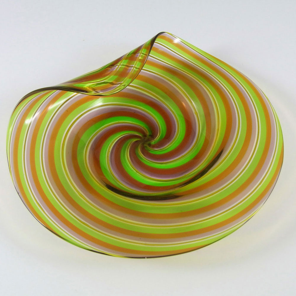 (image for) Murano 1950's Green, Red + Purple Filigree Glass Bowl - Click Image to Close