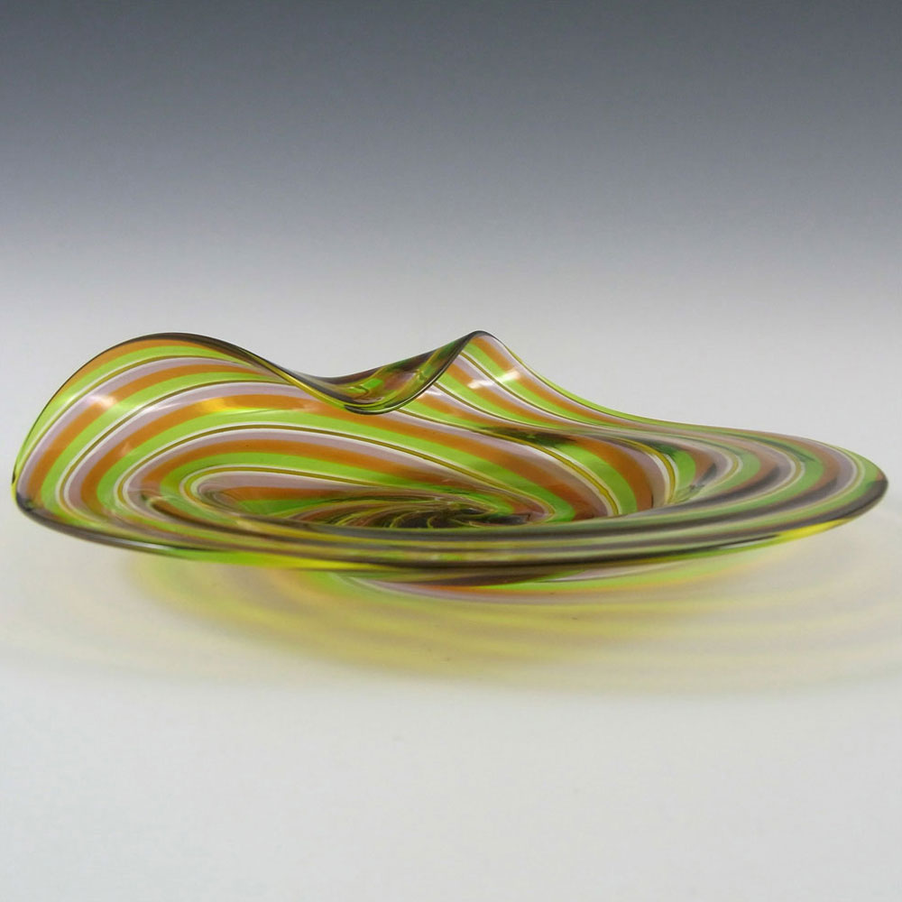 (image for) Murano 1950's Green, Red + Purple Filigree Glass Bowl - Click Image to Close